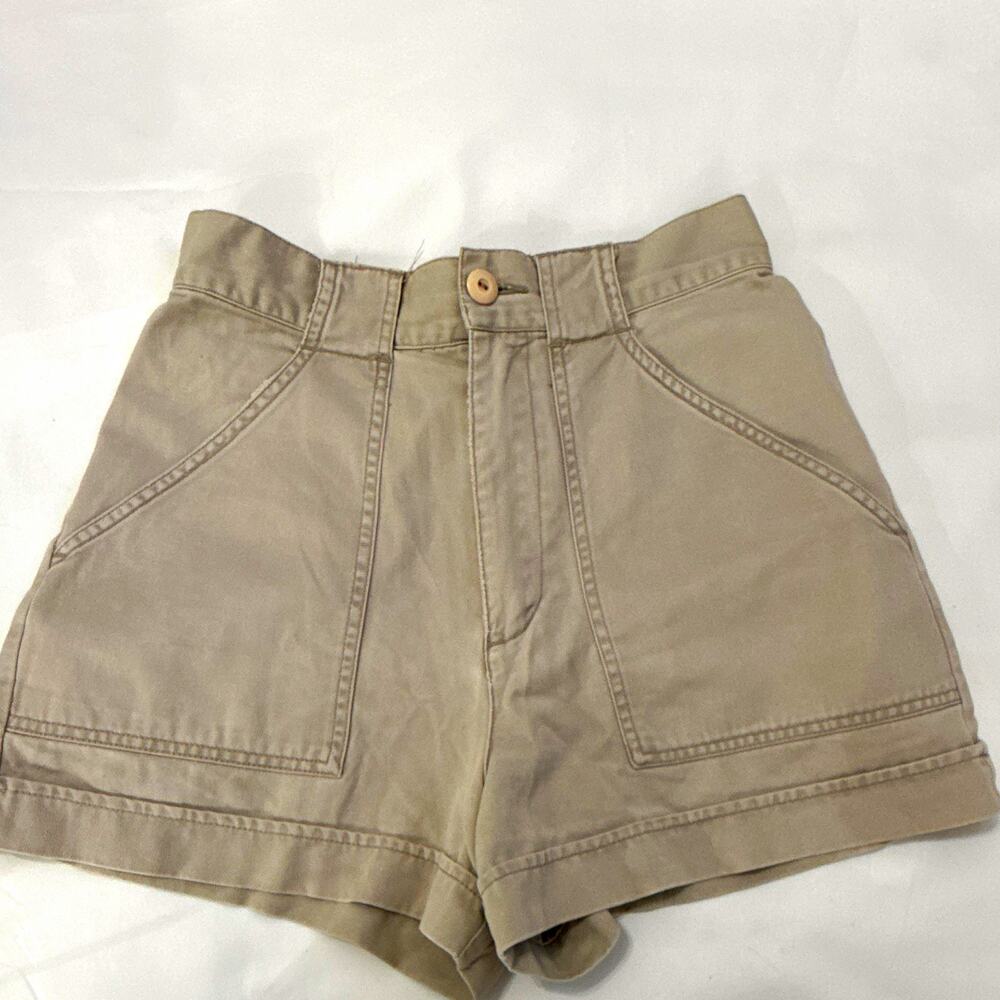 Vintage Abercrombie & Fitch Womenโs Beige Utility Shorts Cotton Twill Mid Rise 2